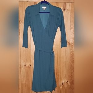 Loft Wrap Dress Teal & Black Size 8